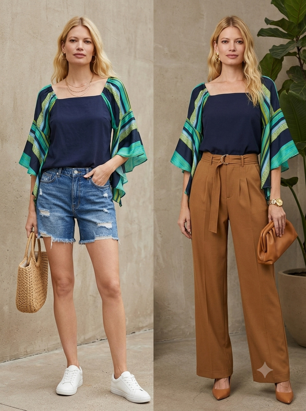 Anthropologie Tiny Women Blue Bell Sleeve Top Whimsical boho Festive Size-L